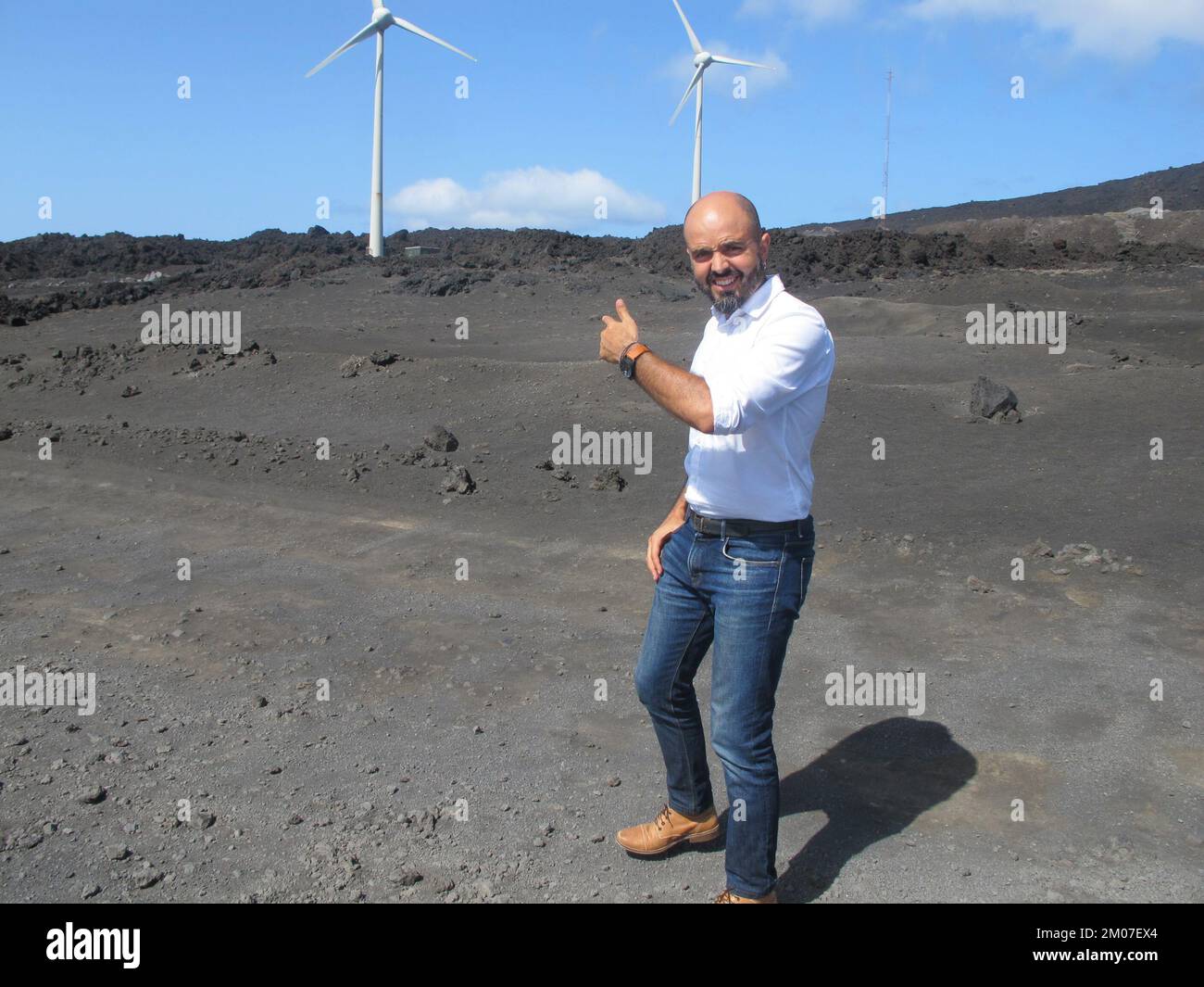 Volcanic Engineer PRODUCTION - 26 August 2022, Spain, La Palma: The engineer Lionel ...