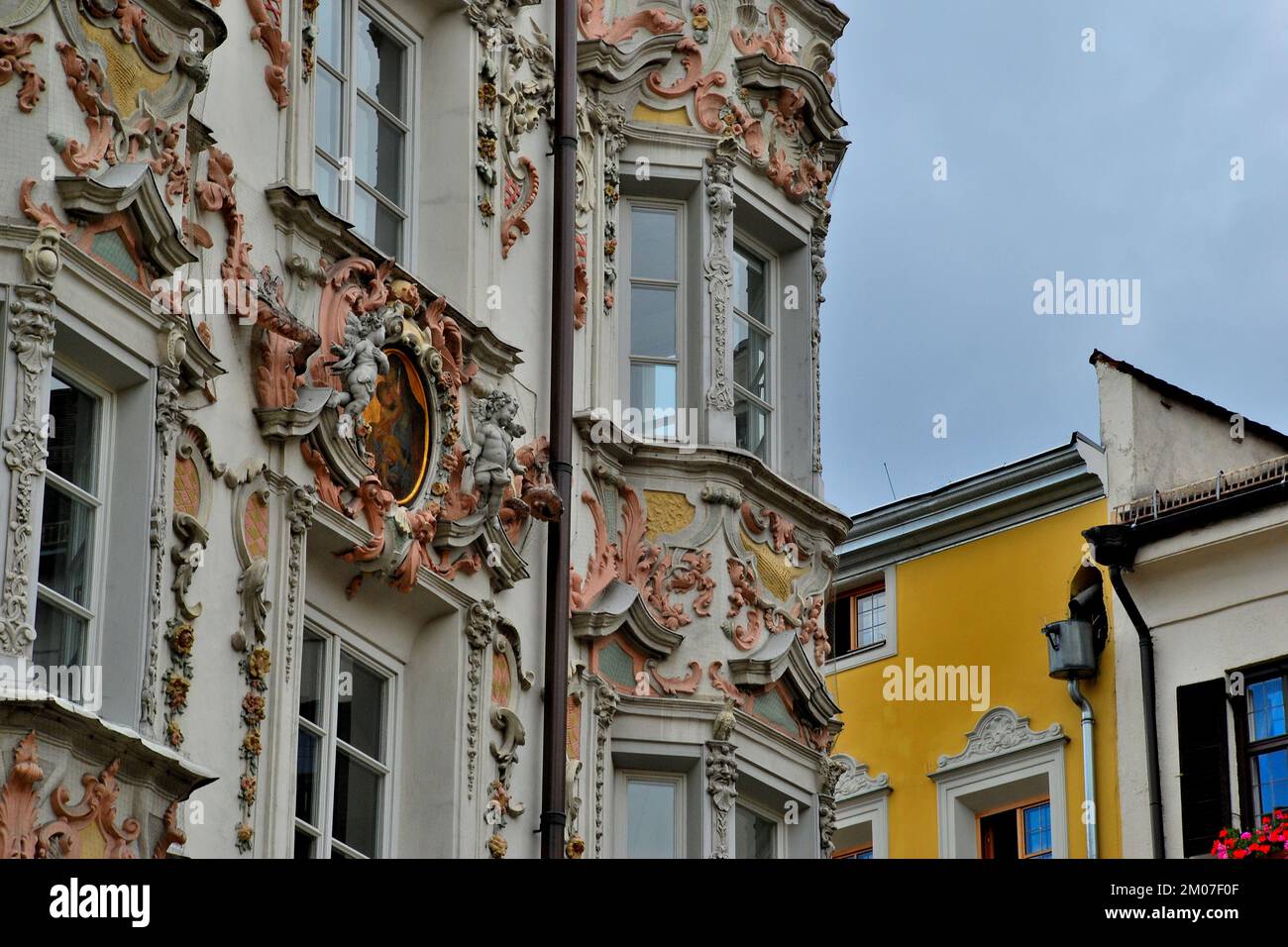Decorative building near The Goldenes Dachl (Golden Roof), Innsbruck, Austria. Stock Photo