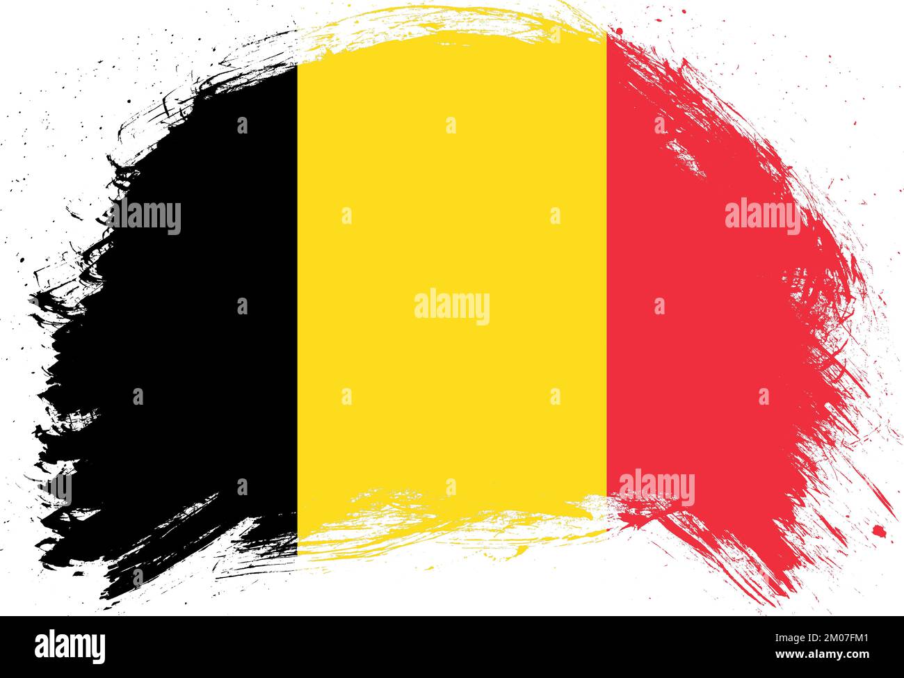 Distressed stroke brush painted flag of belgium on white background ...
