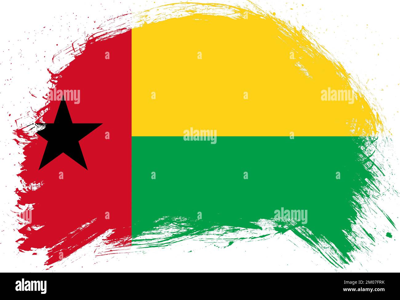 Distressed stroke brush painted flag of guinea bissau on white ...