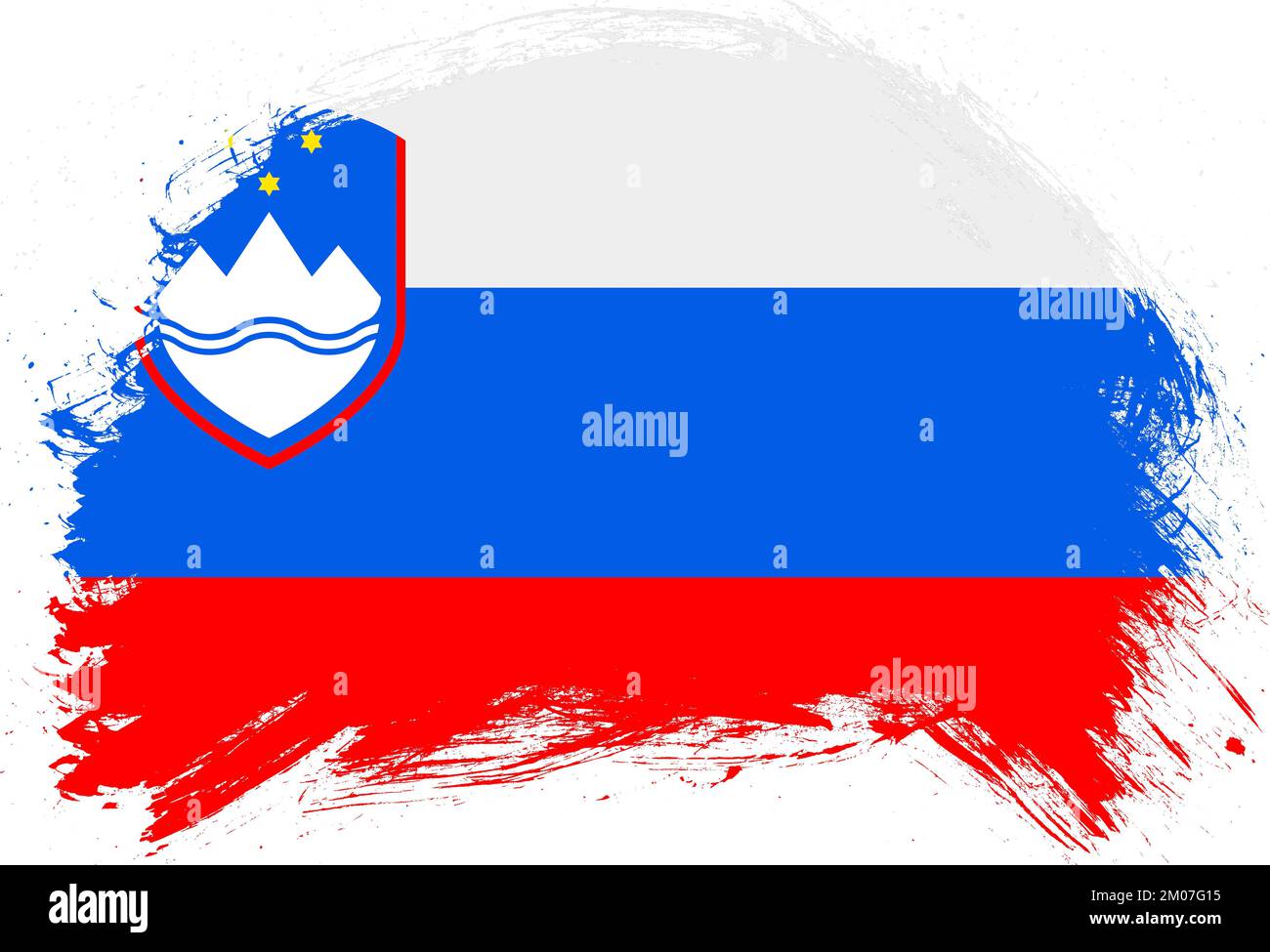 Distressed stroke brush painted flag of slovenia on white background ...
