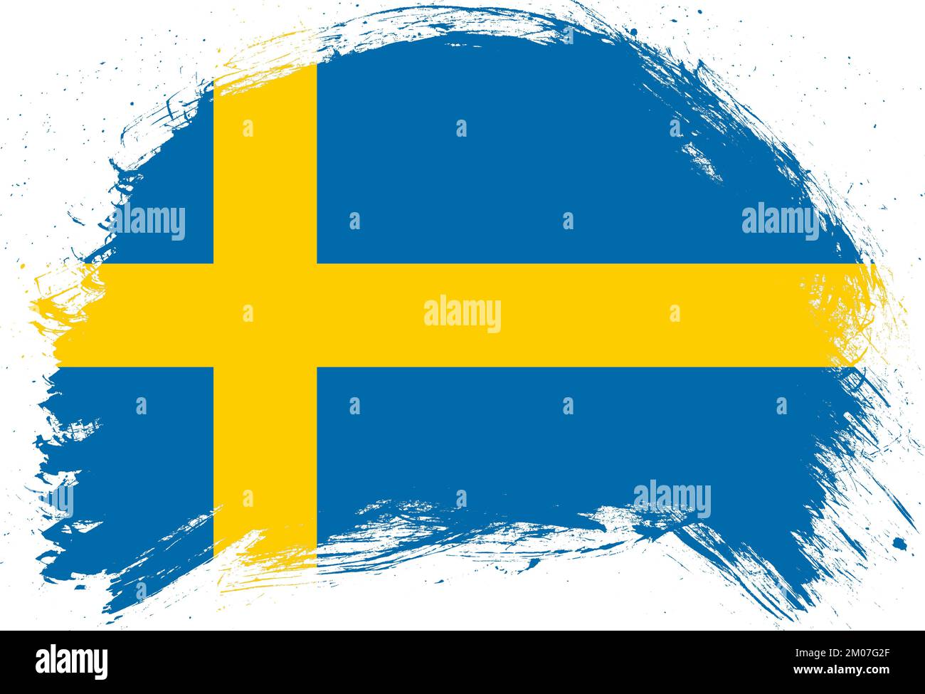 Distressed stroke brush painted flag of sweden on white background ...