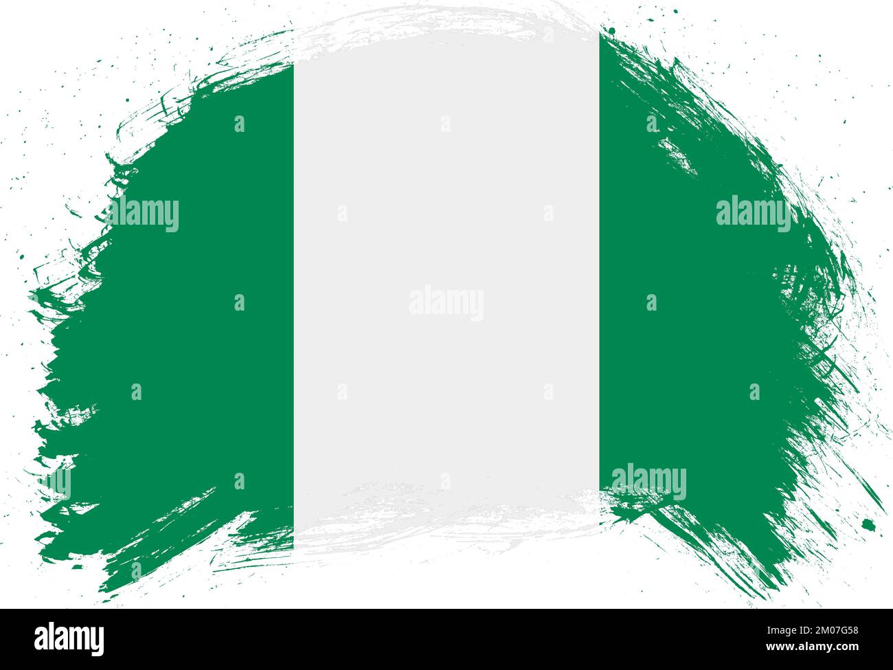 Distressed stroke brush painted flag of nigeria on white background ...