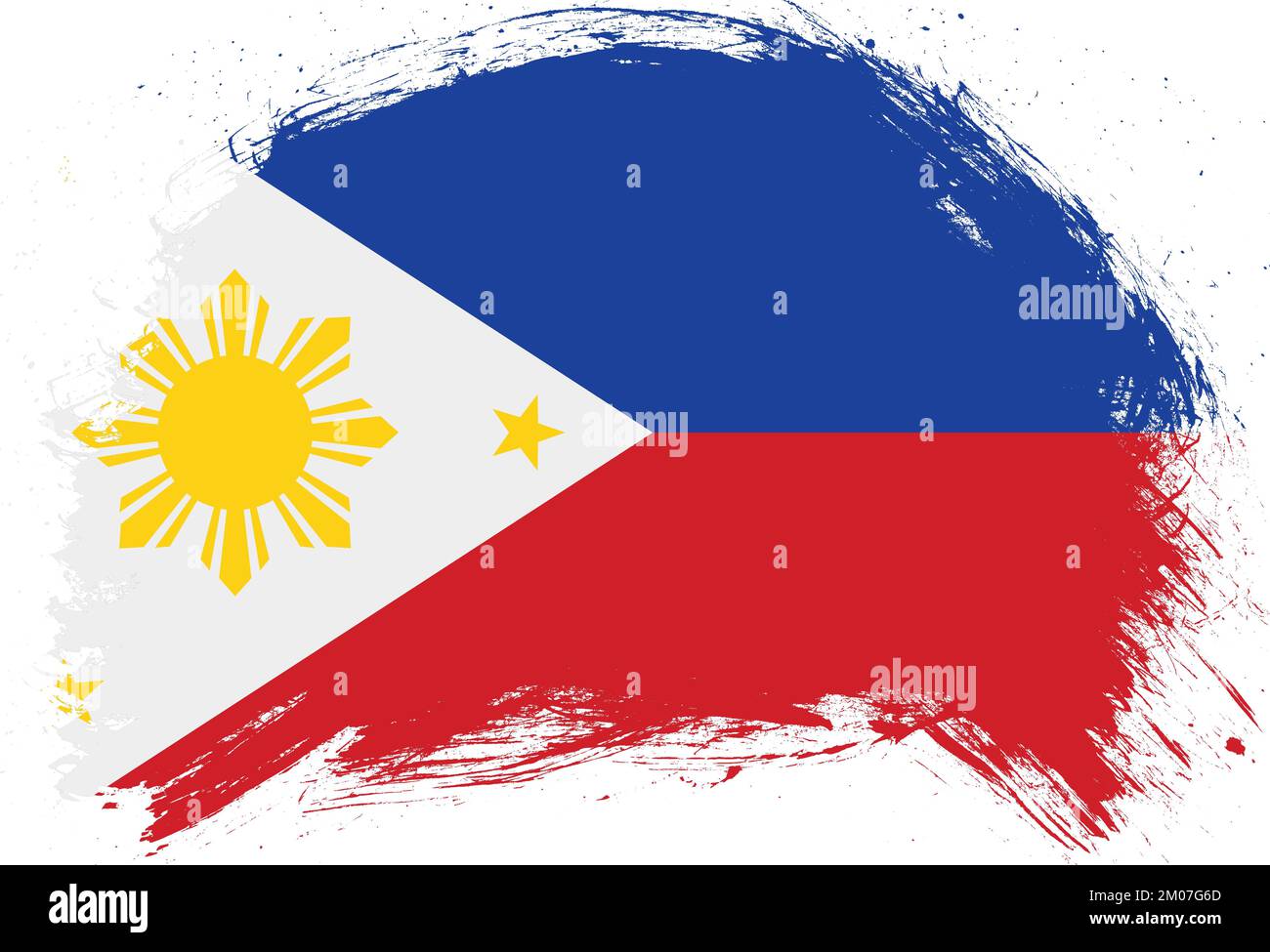 Distressed stroke brush painted flag of philippines on white background Stock Photo
