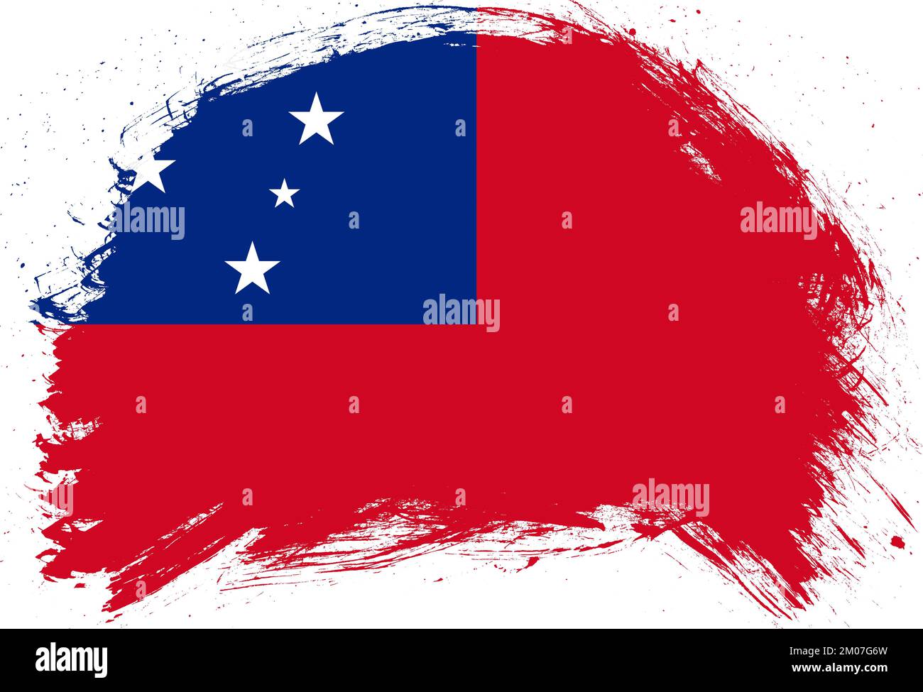 Distressed stroke brush painted flag of samoa on white background Stock ...
