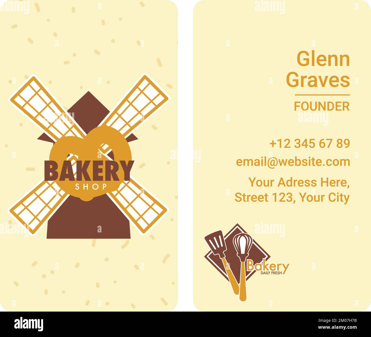 Bakery shop business card with contact info vector Stock Vector Image