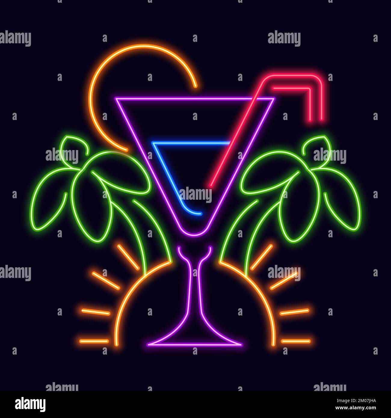 Neon logotype of bar or pub with drinks vector Stock Vector