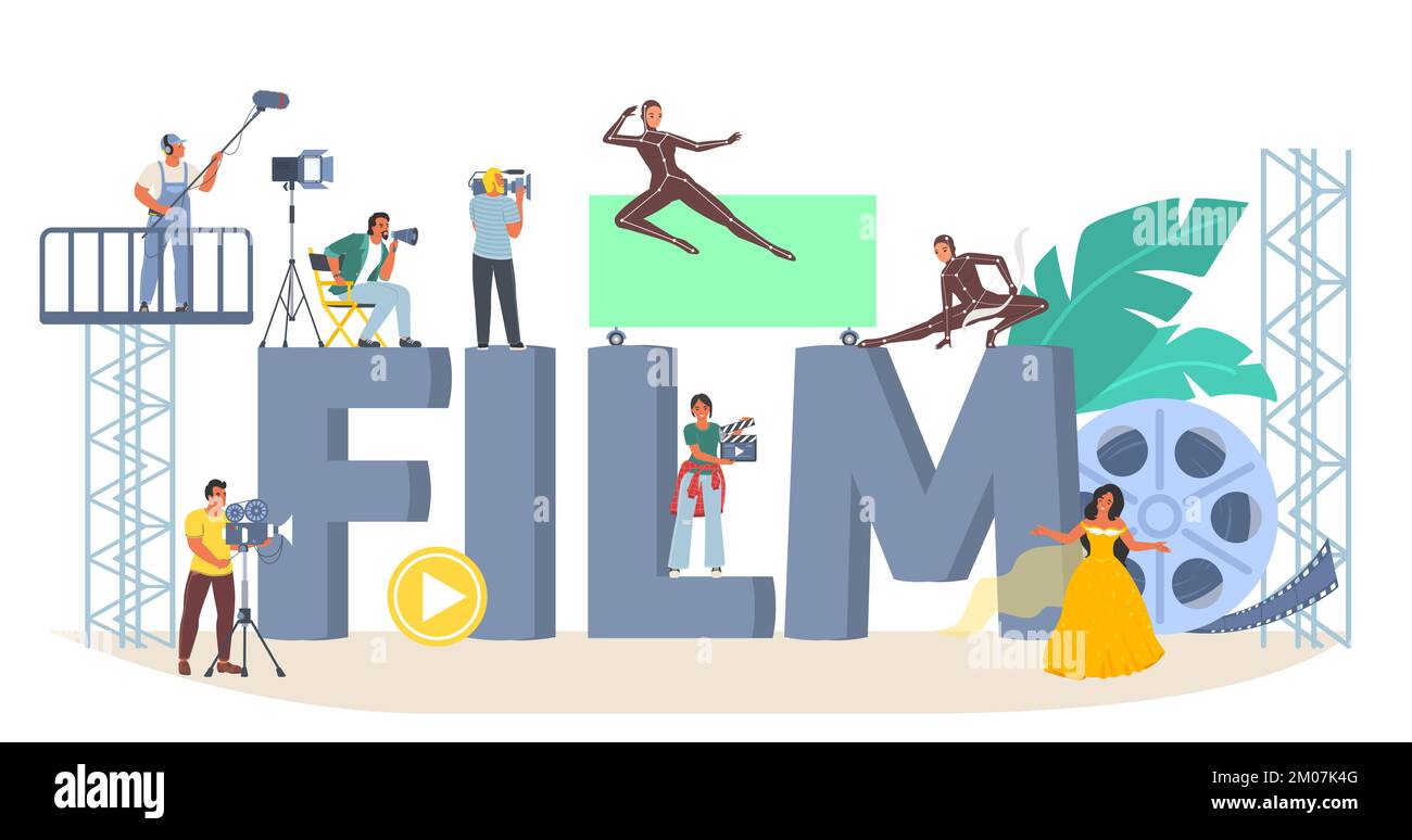 Making cinema movie video production flat vector Stock Vector