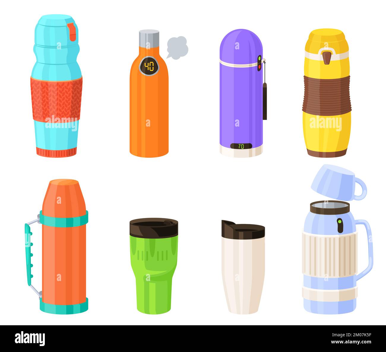 Thermos cartoon vector thermo cup isolated set Stock Vector Image & Art