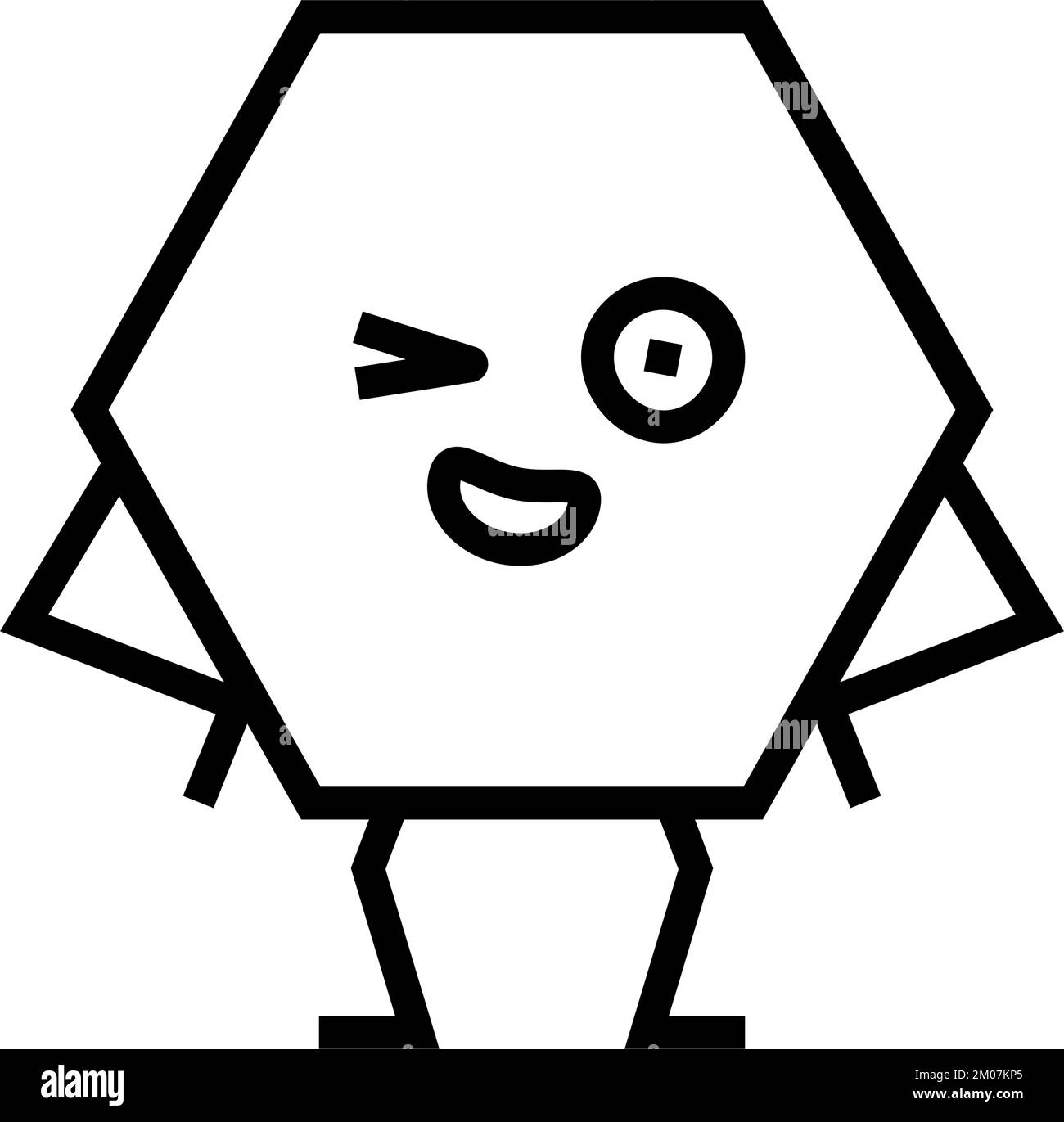 hexagon geometric shape character line icon vector illustration Stock ...