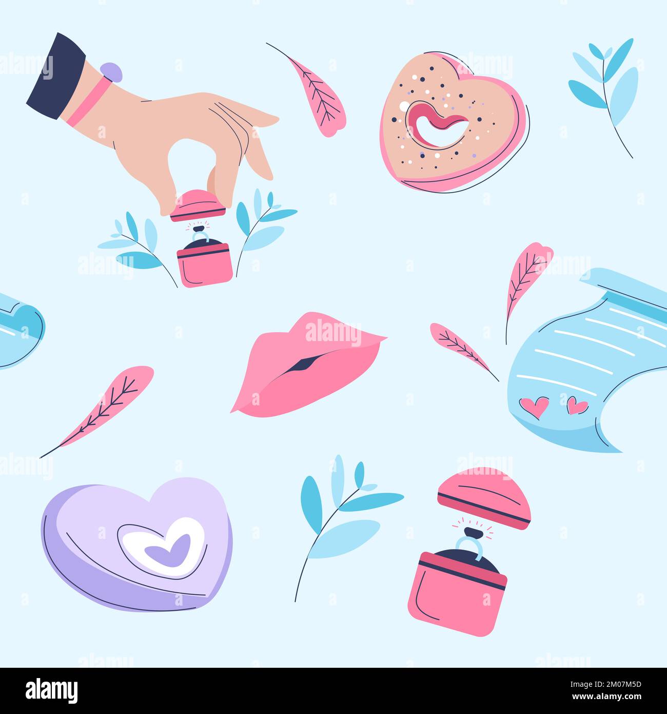 Proposal print, box with engagement ring pattern Stock Vector