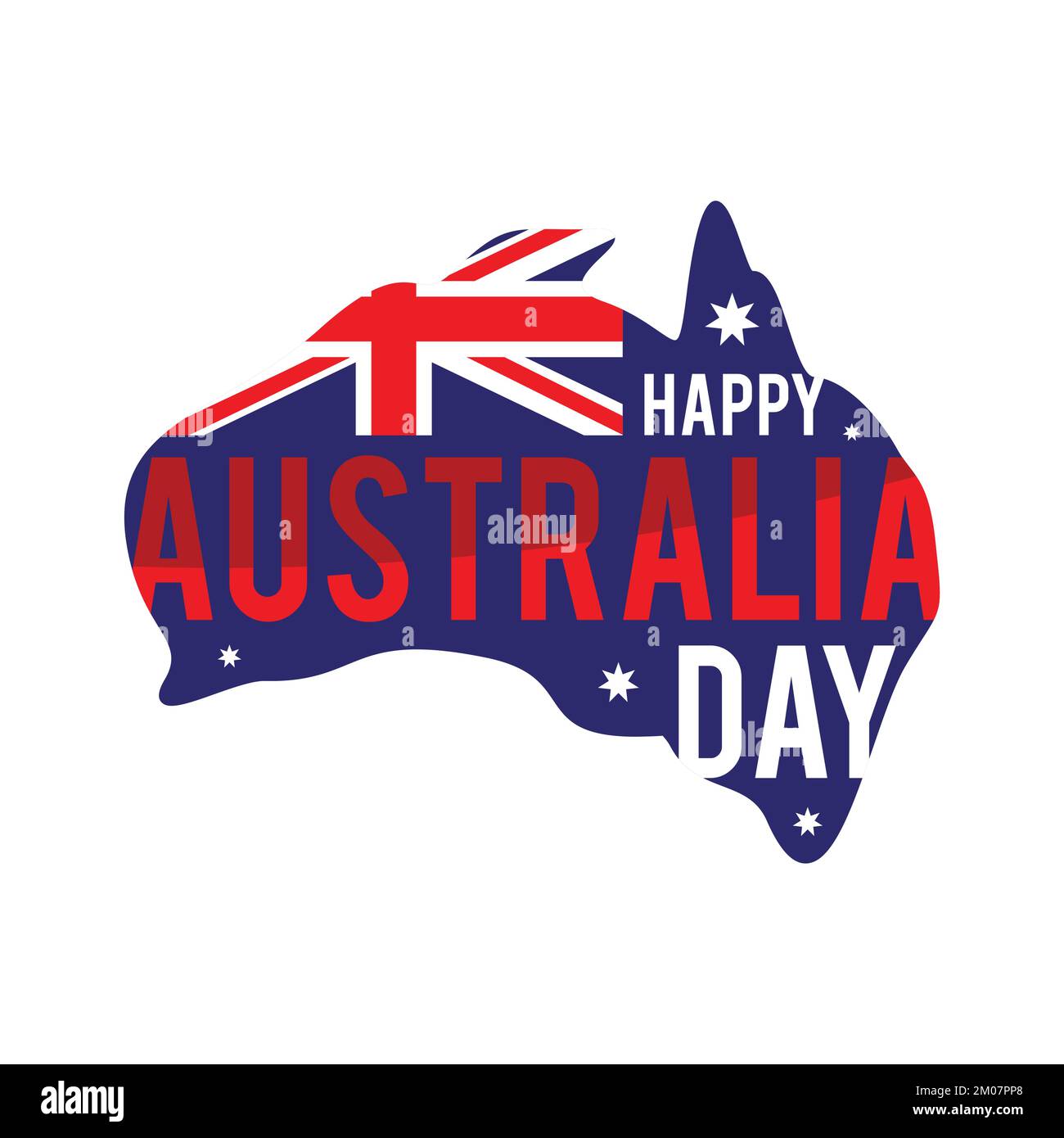 Happy Australia day background letter shaped Australian map. Vector