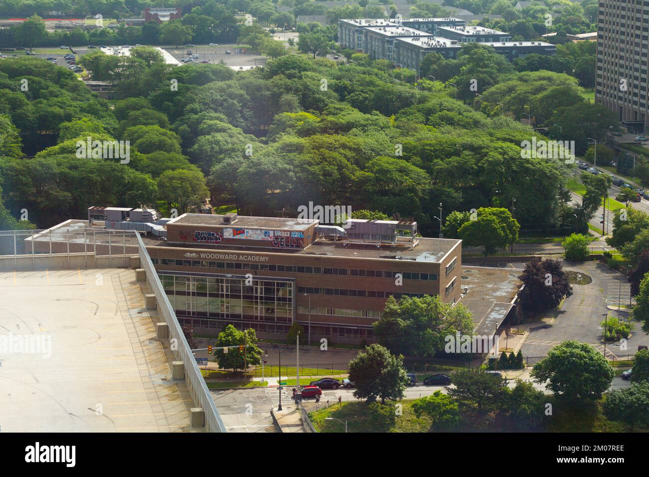 The abandoned Woodward Academy school at 951 East Lafayette Street in