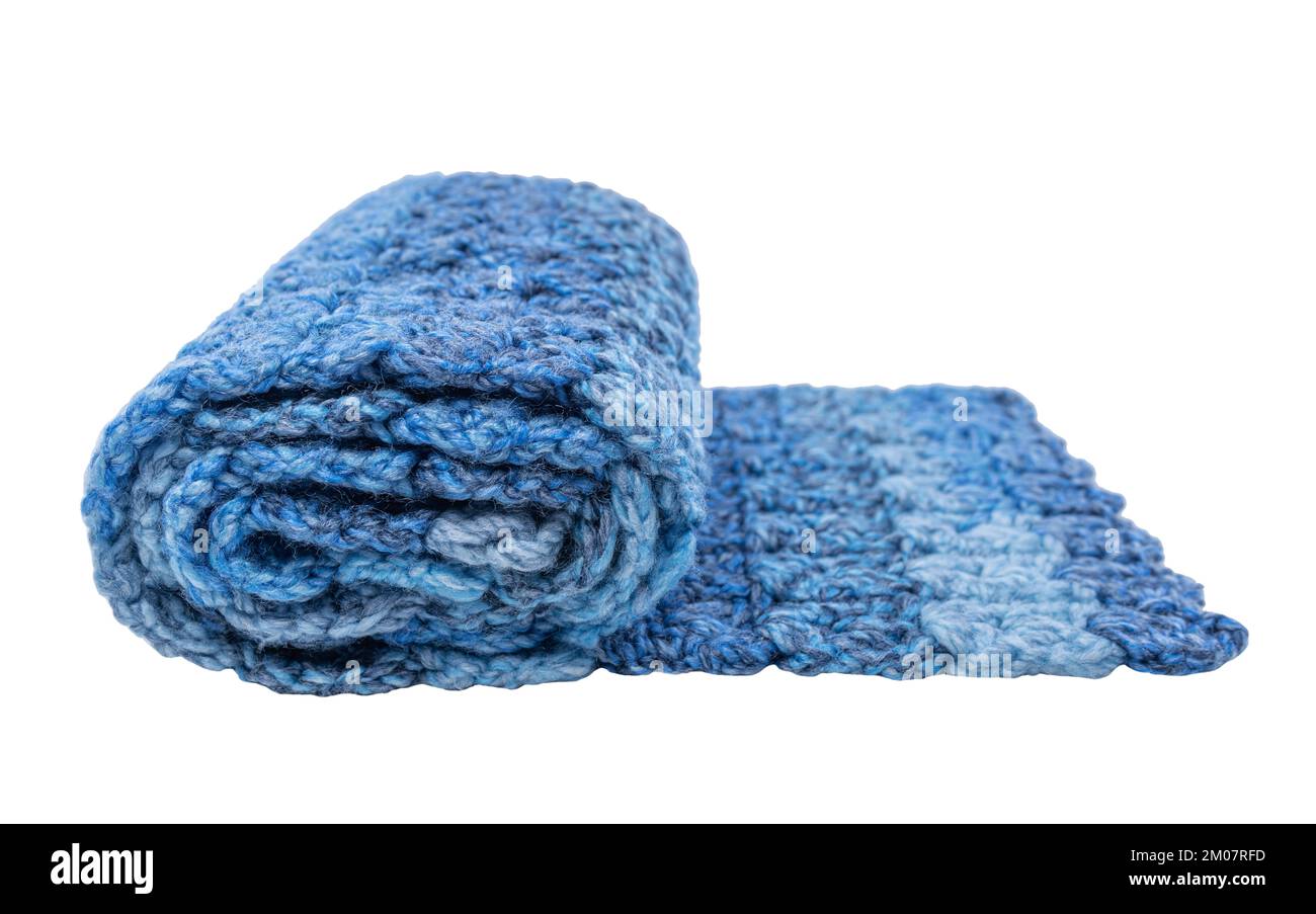 Warm winter scarf on a white background. Stock Photo