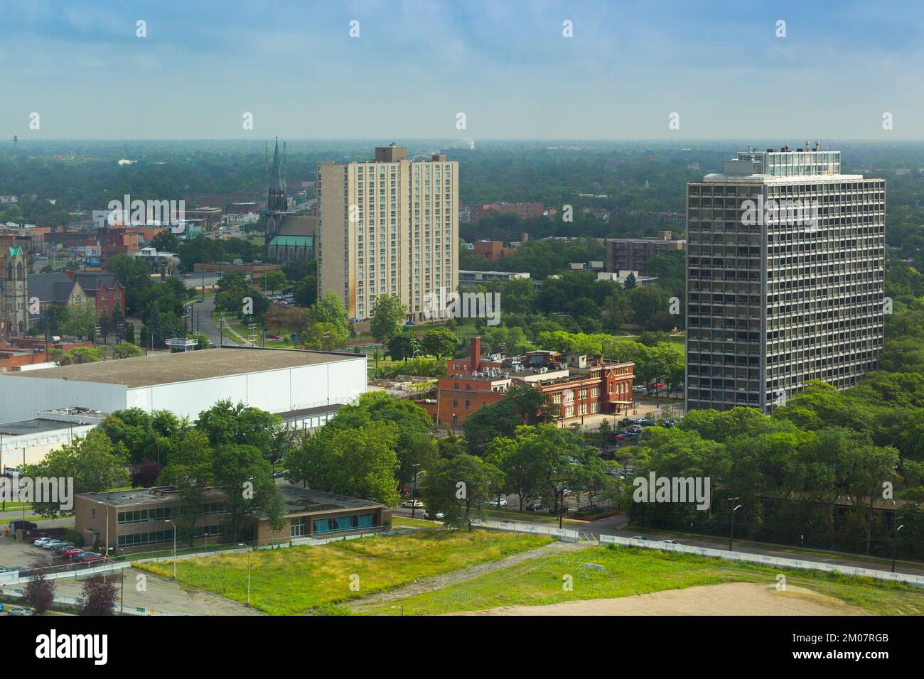 Looking along Rivard Street and Lafayette Plaisance Street towards