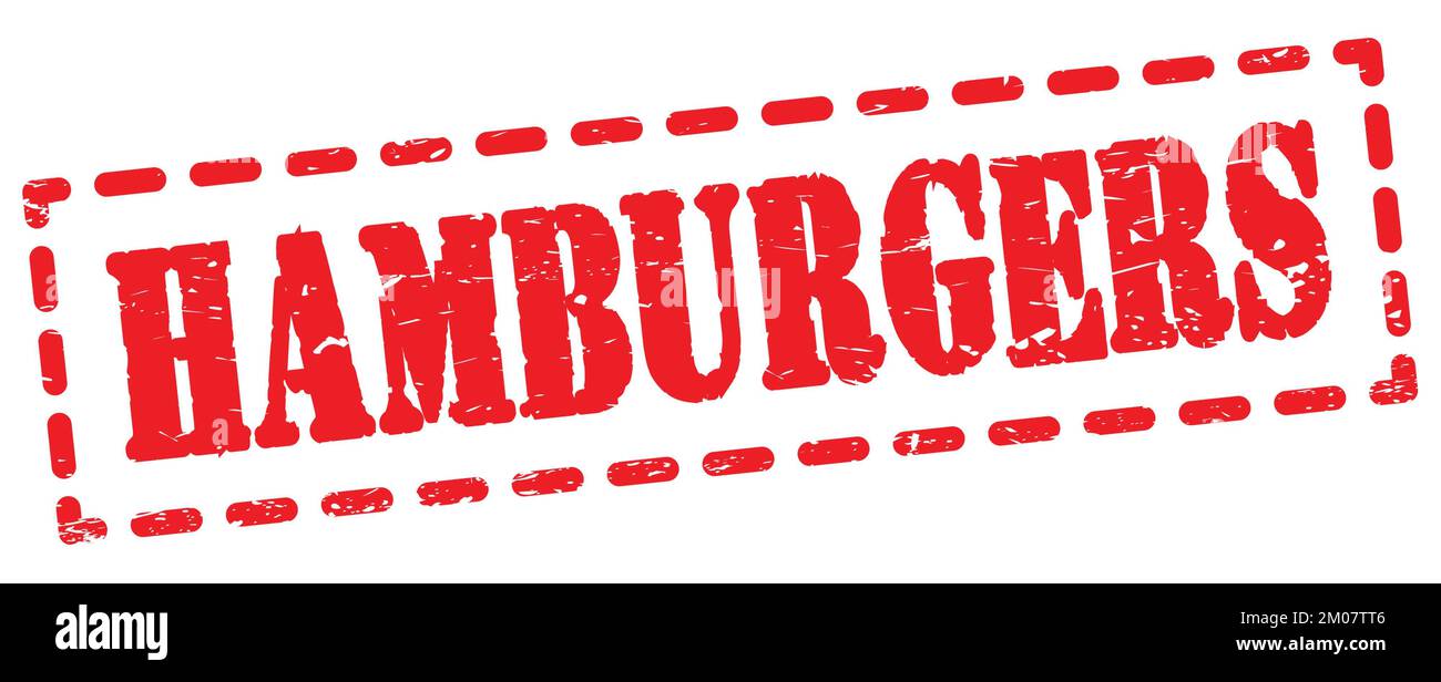 HAMBURGERS text written on red dash stamp sign Stock Photo - Alamy