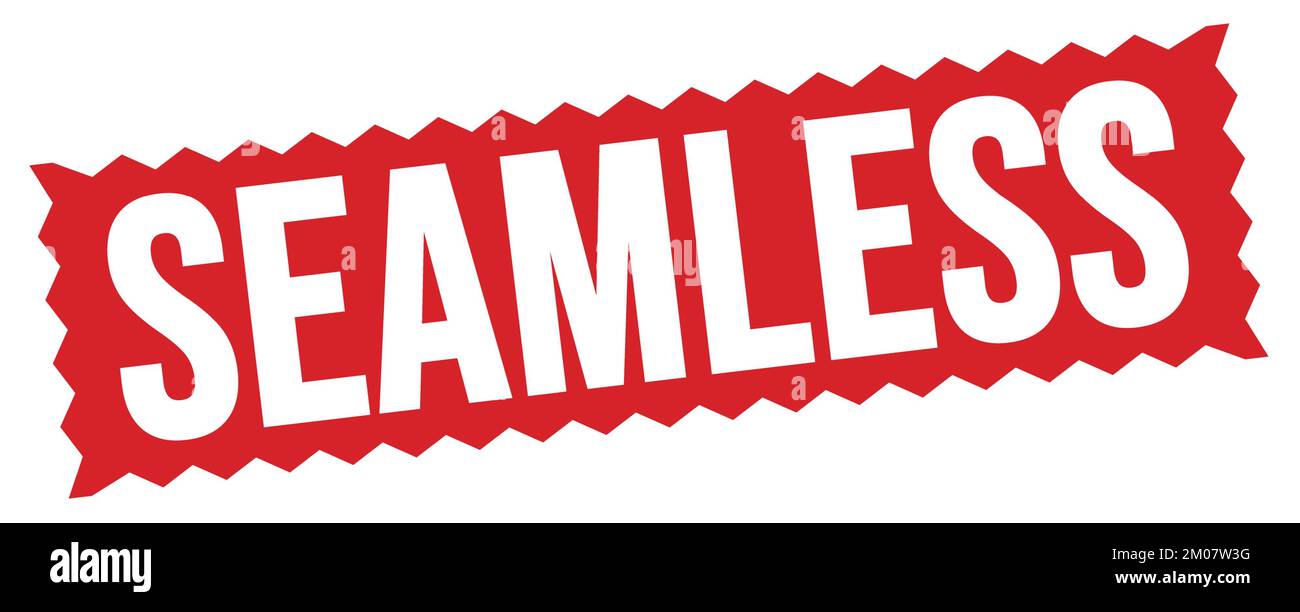 SEAMLESS text written on red zig-zag stamp sign Stock Photo - Alamy