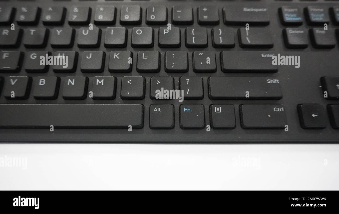 Close up computer keyboard with signature sign marker in office or workspace.  a working tool equipment Stock Photo