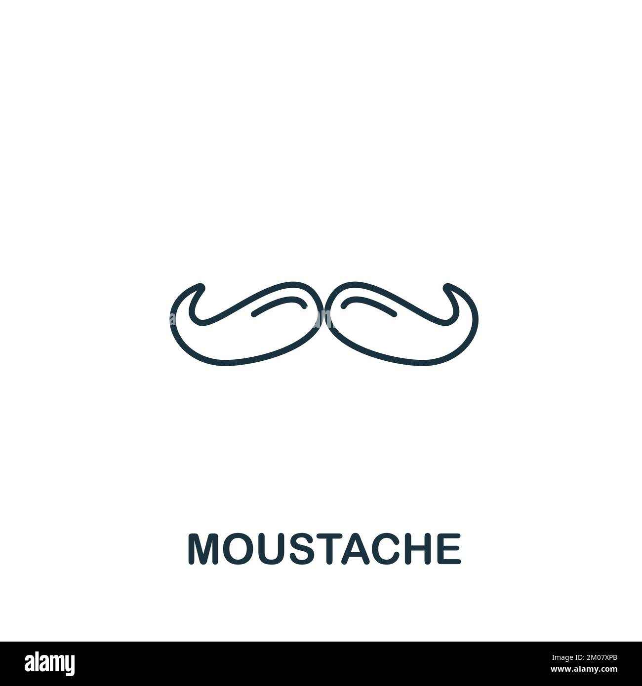 Moustache icon. Simple line element barber shop symbol for templates, web design and