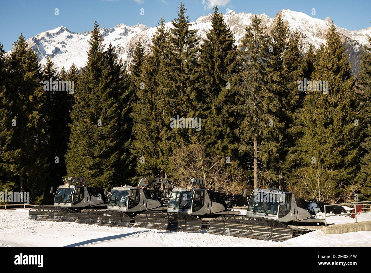 Pinzolo in winter sunny day. Val Rendena dolomites  Italian alps, Trentino Italy. Stock Photo