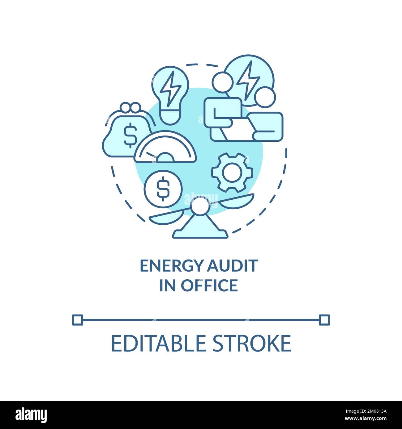 Energy audit in office turquoise concept icon Stock Vector Image & Art ...
