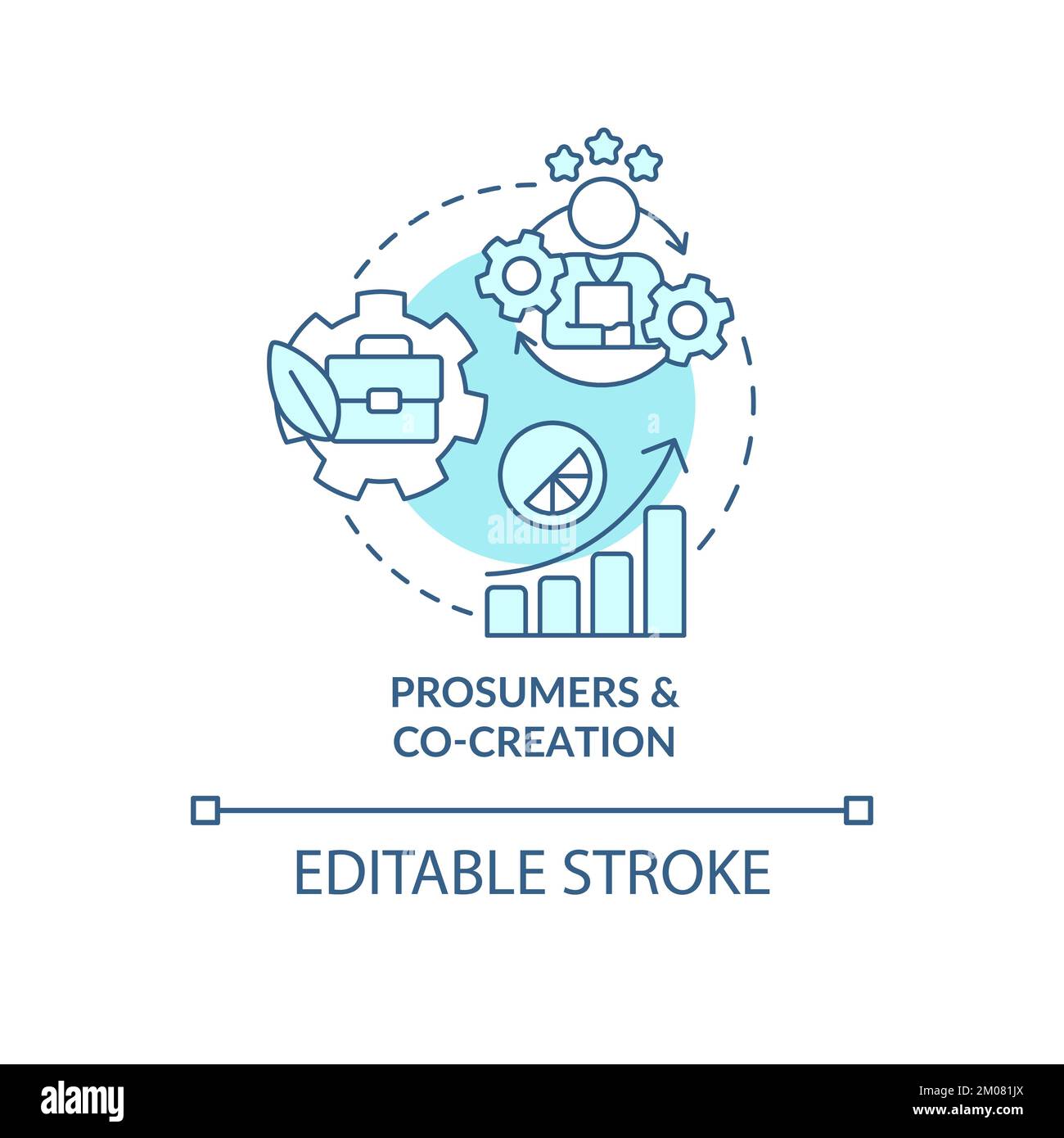 Prosumers and co-creation turquoise concept icon Stock Vector