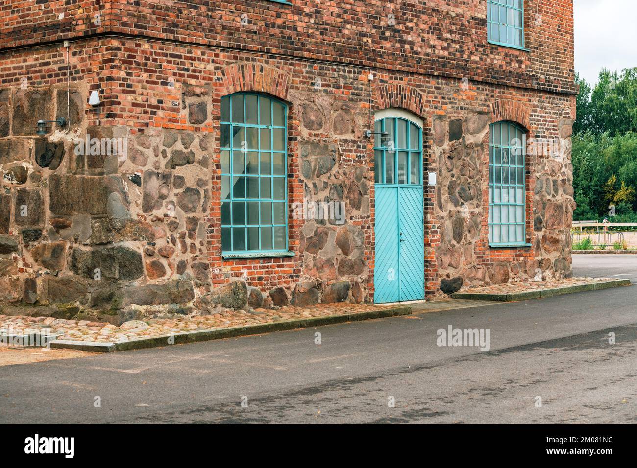 Old building in Halmstad, Sweden. Example of vintage scandinavian architectural style. Selective focus. Stock Photo