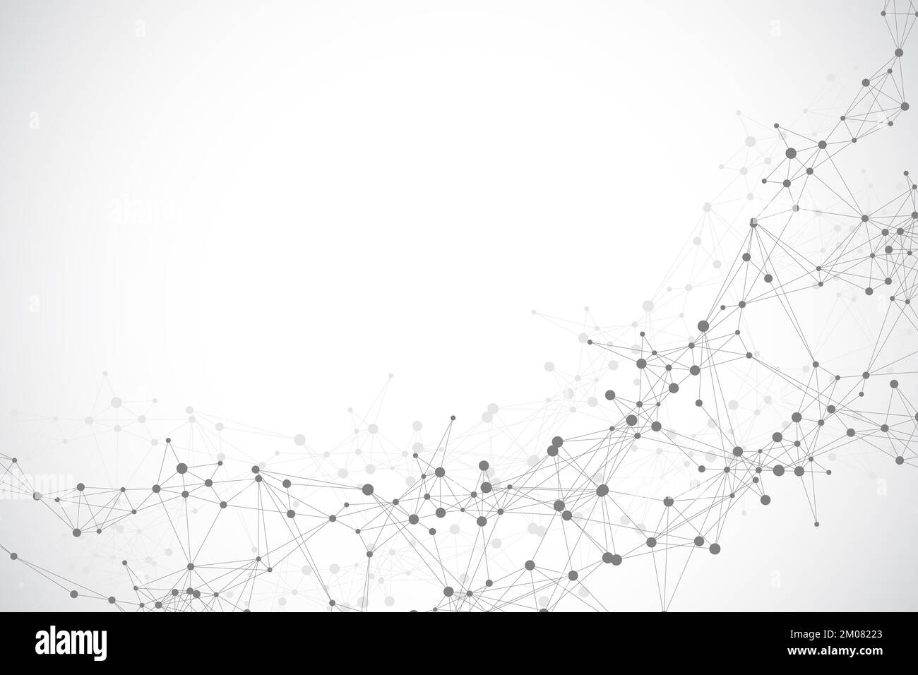 Technology abstract background with connected line and dots. Big data visualization. Artificial Intelligence and Machine Learning Concept Background Stock Photo