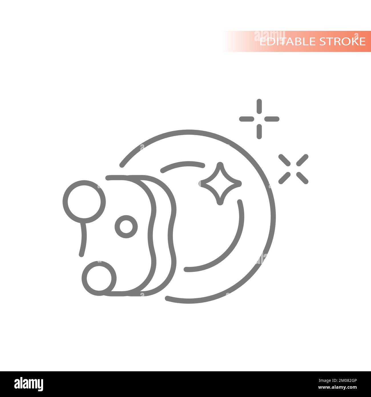 Cleaning dishes sponge line vector icon. Clean plate and soap bubbles