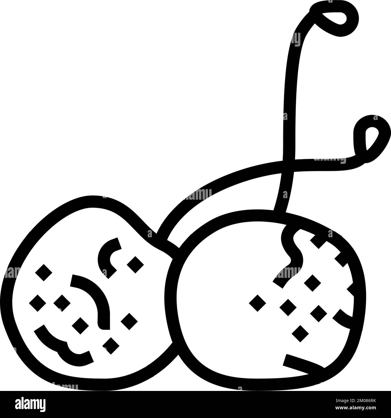 cherry rotten food line icon vector illustration Stock Vector