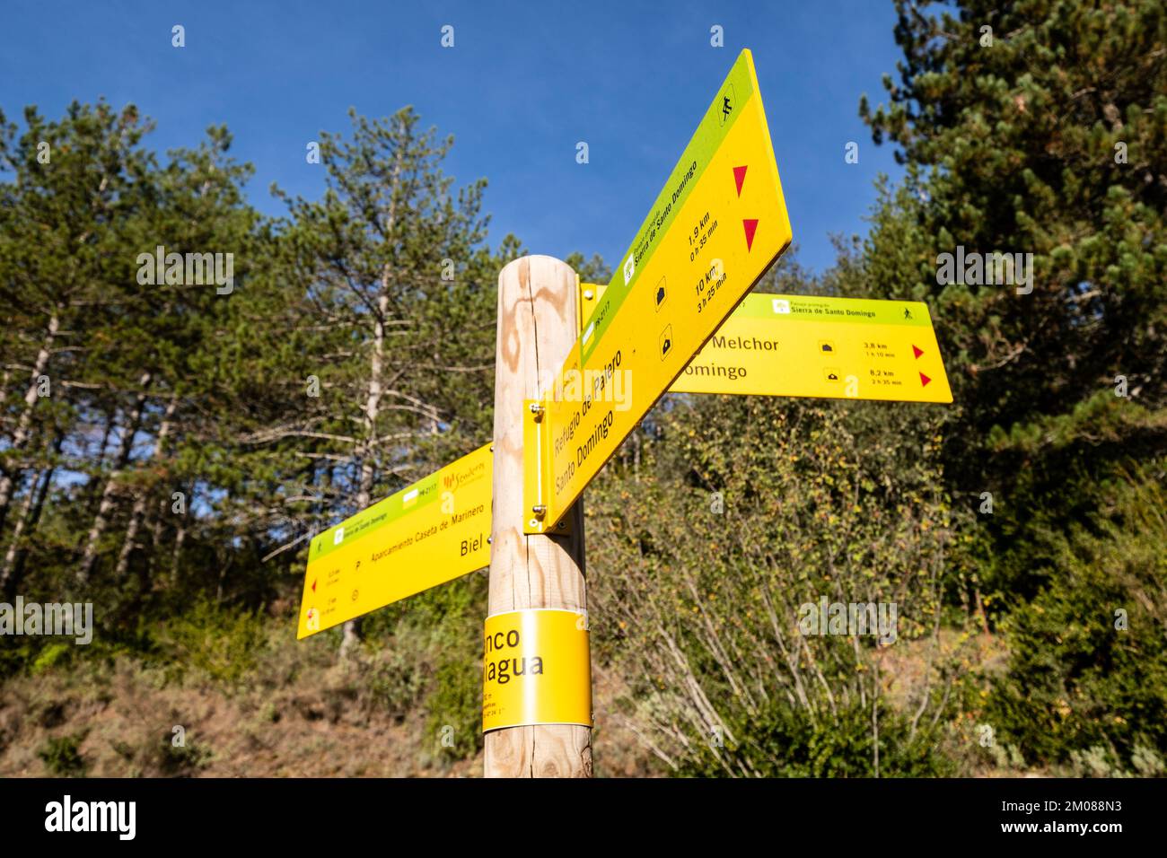 Sierra de Santo Domingo protected landscape, informative sign, Biel ...