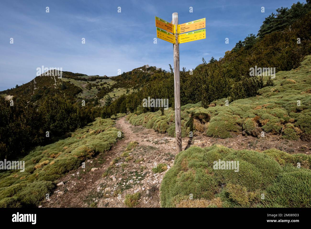 Sierra de Santo Domingo protected landscape, informative sign, Biel ...