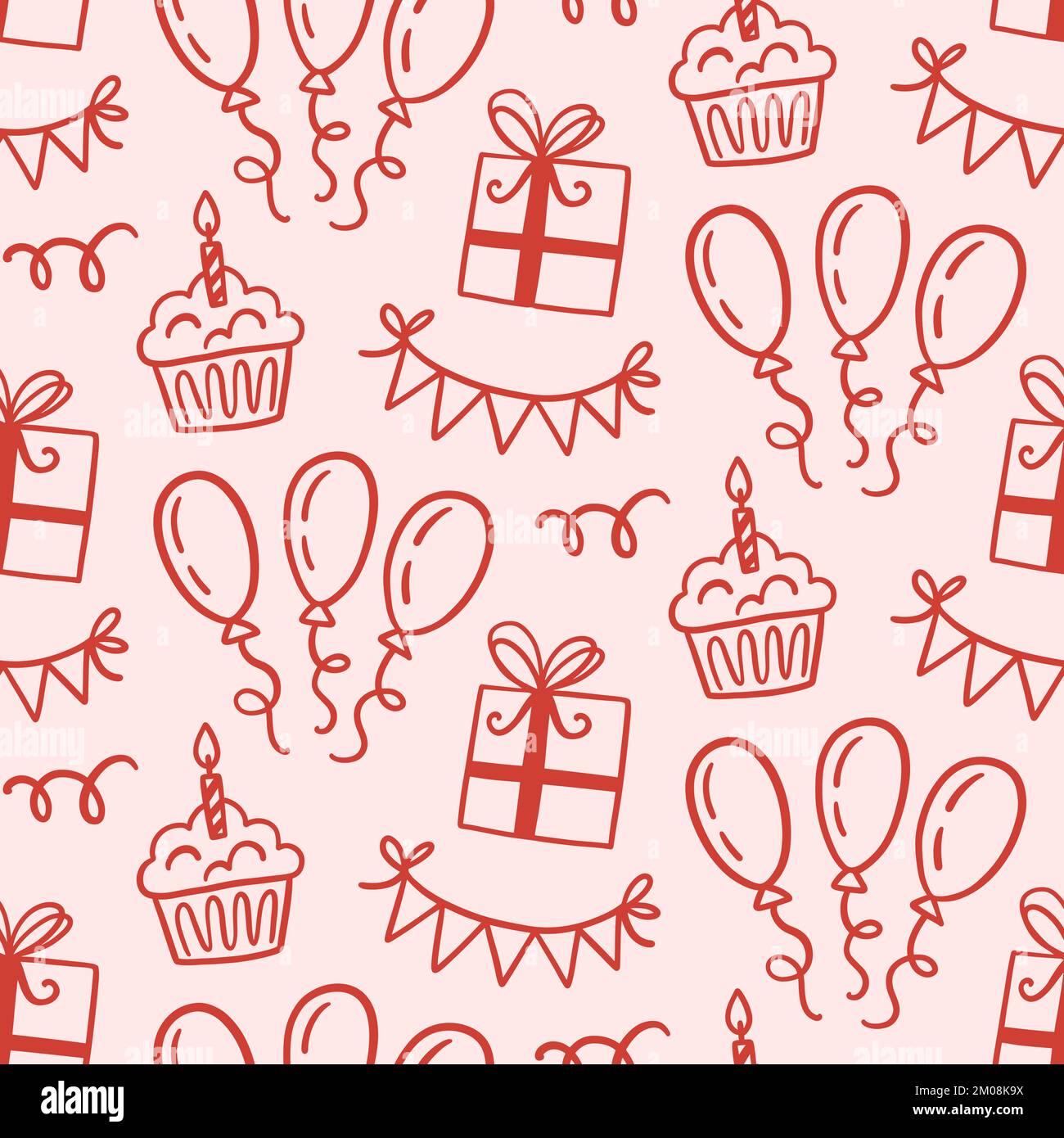 Birthday Seamless Pattern. Party Holiday Celebration Stock Vector