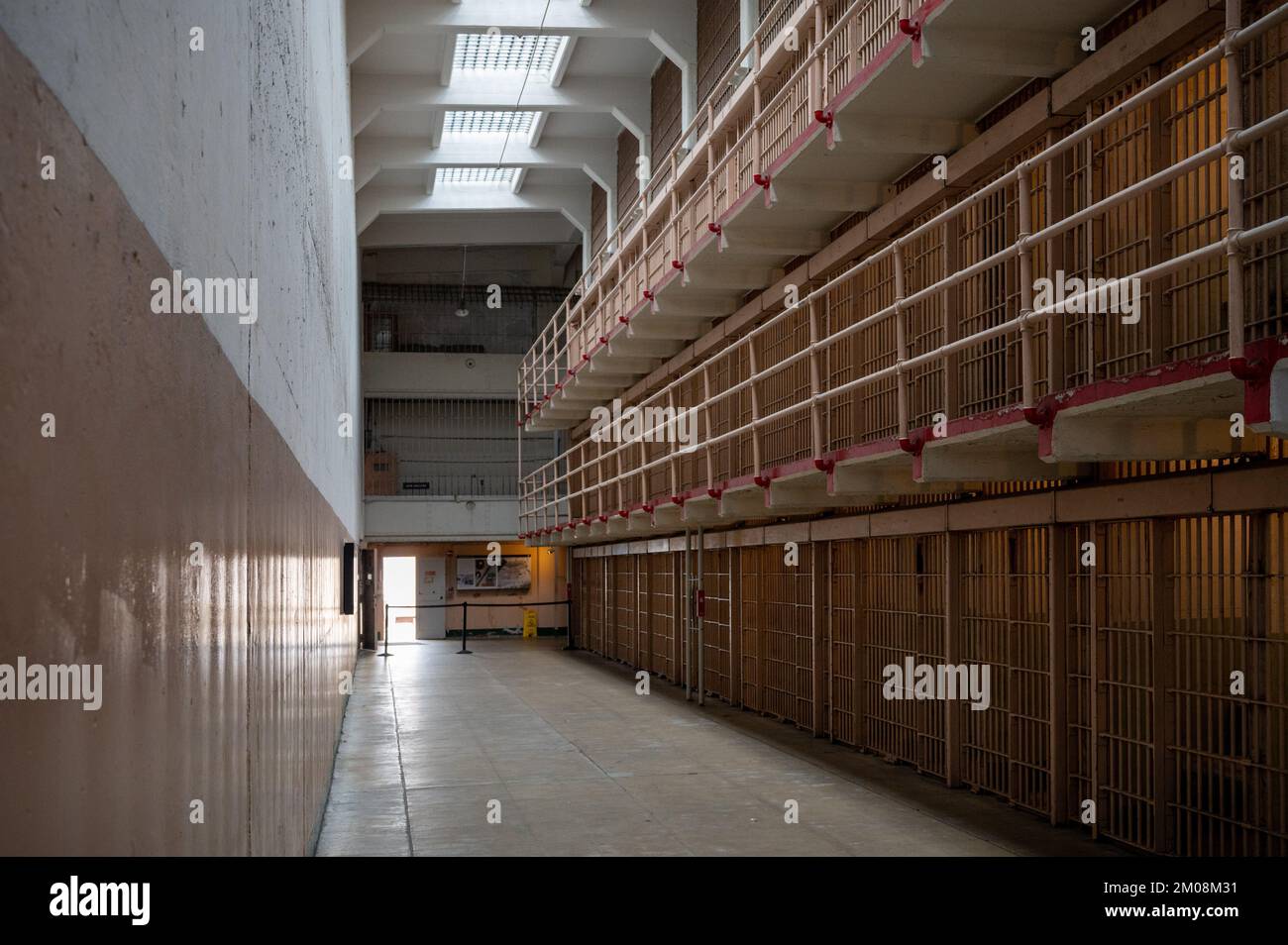 A corridor in Alcatraz prison cell in San Francisco in United States Stock Photo