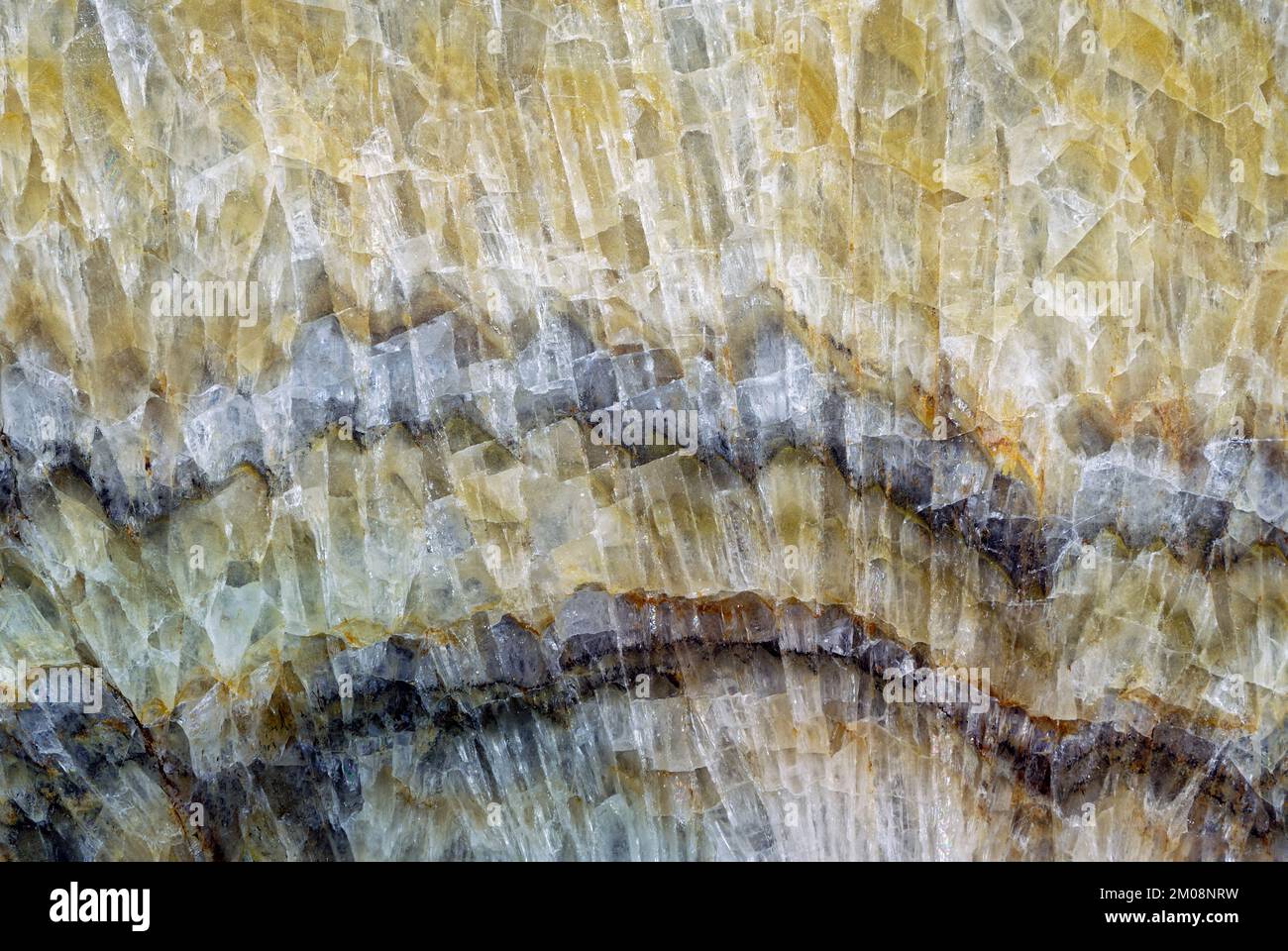 Backgrounds and textures: surface of beautiful decorative stone, abstract blue, yellow and green pattern of cracks, spots and stains, natural backgrou Stock Photo