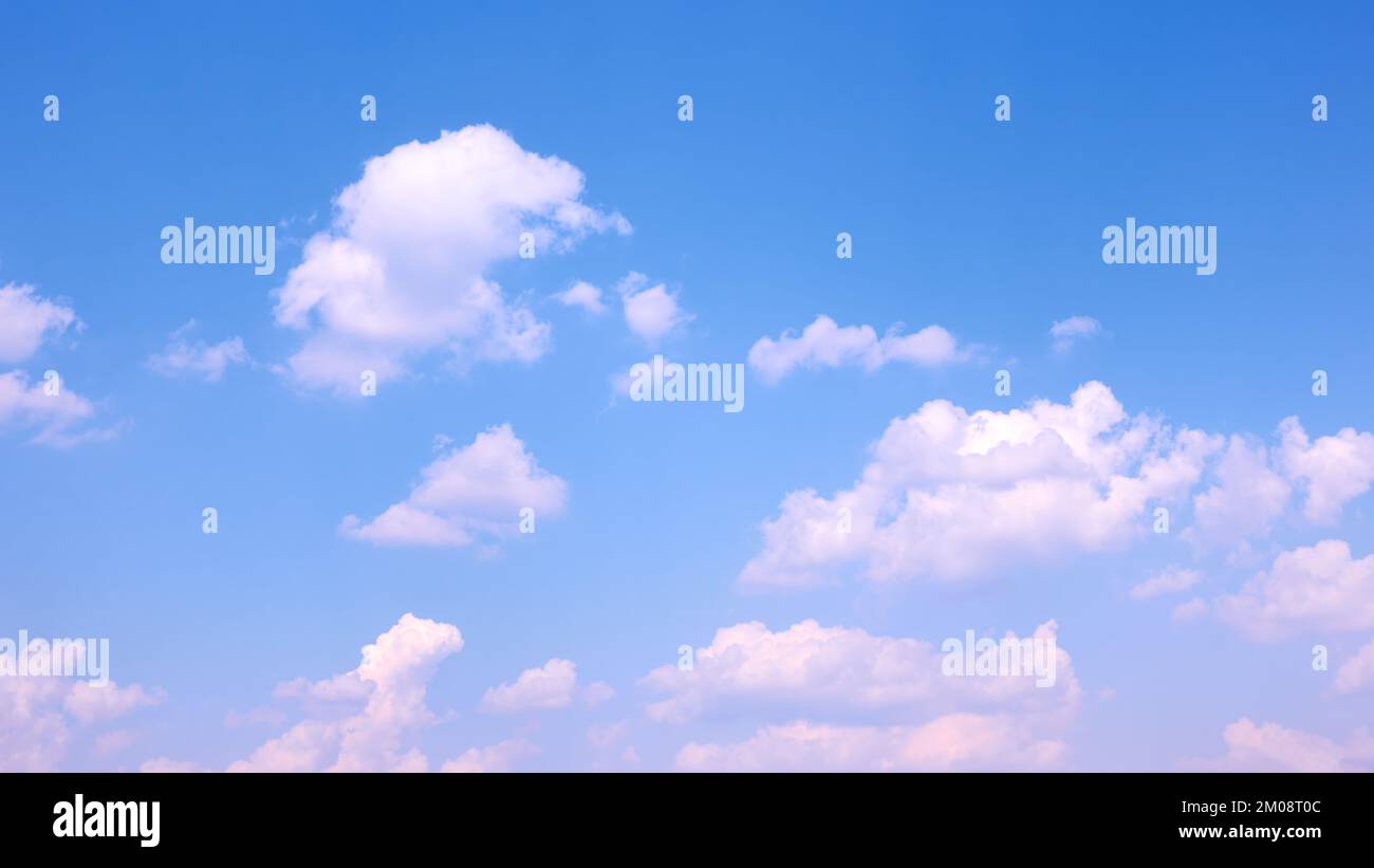 Deep blue sky with cumulus clouds - background Stock Photo