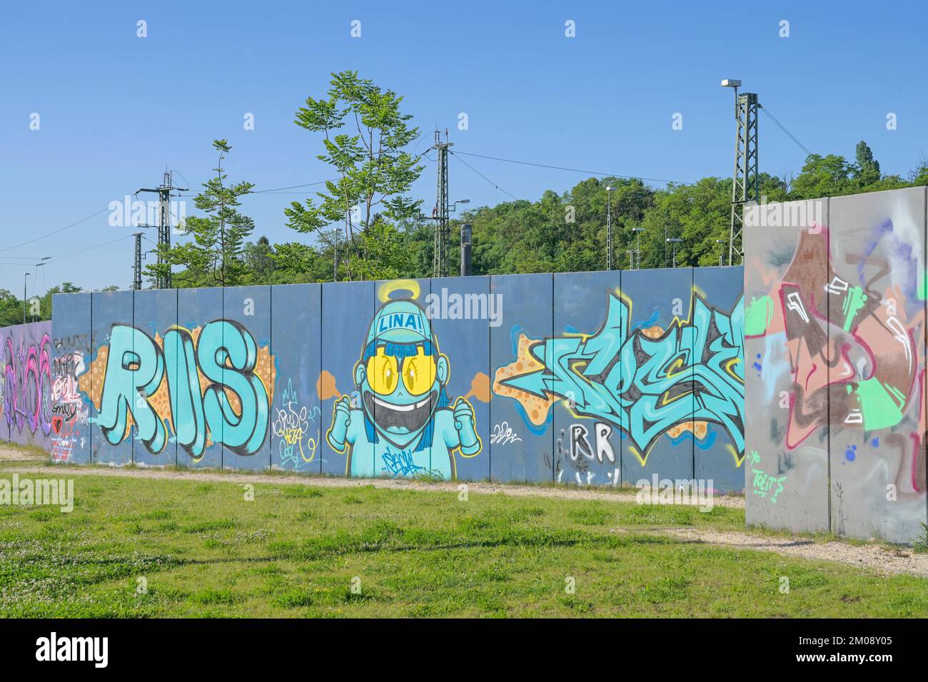 Graffitiwand, Kulturpark, Wiesbaden, Hessen, Deutschland Stock Photo