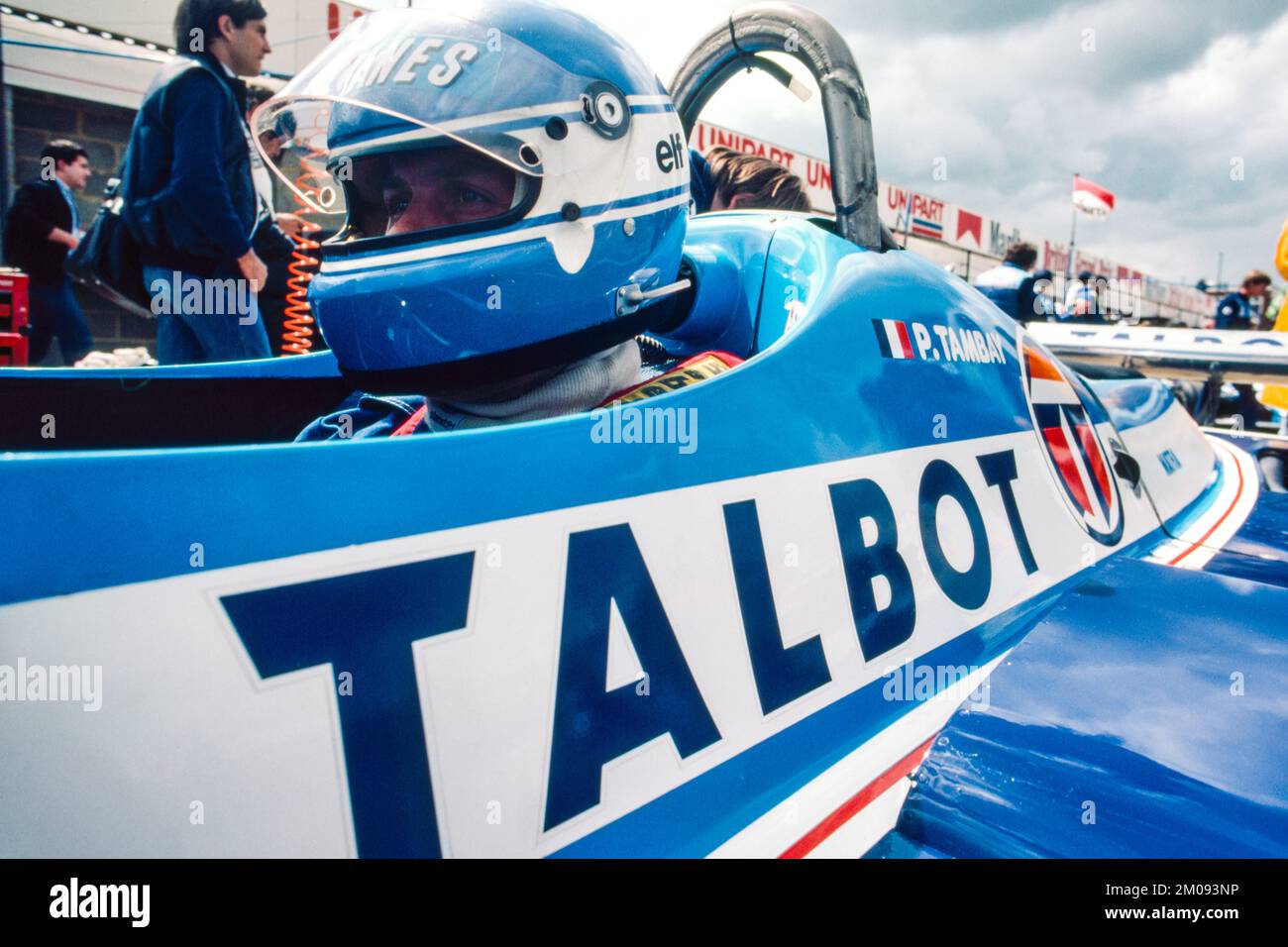 25 Tambay Patrick (fra), Equipe Talbot Gitanes, Talbot Ligier-Matra JS17, ambiance during the 1981 British Grand Prix, 9th round of the 1981 FIA Formula 1 World Championship, on the Silverstone Circuit, from July 16 to 18, 1981, in Great Britain - Photo Thierry Bovy / DPPI Stock Photo