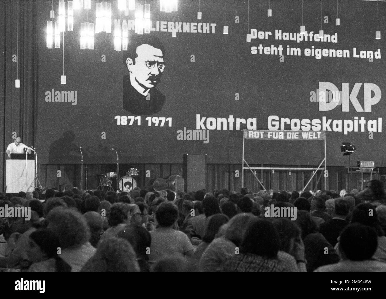 With a conference and demonstration, the German Communist Party (DKP) celebrated the 100th birthday of Karl Liebknecht in Solingen on 21.8.1971, Germa Stock Photo