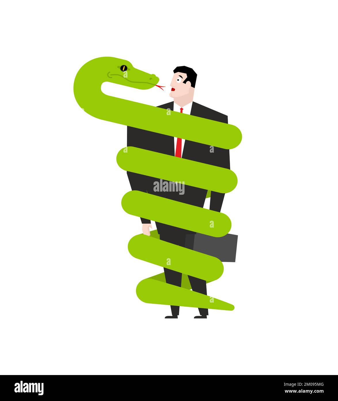 Snake wrapped around man. Vector illustration Stock Vector