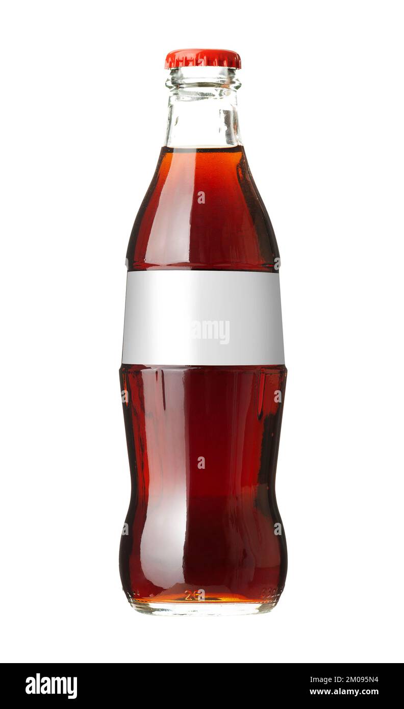 Cola glass bottle isolated on white background. With clipping path Stock Photo