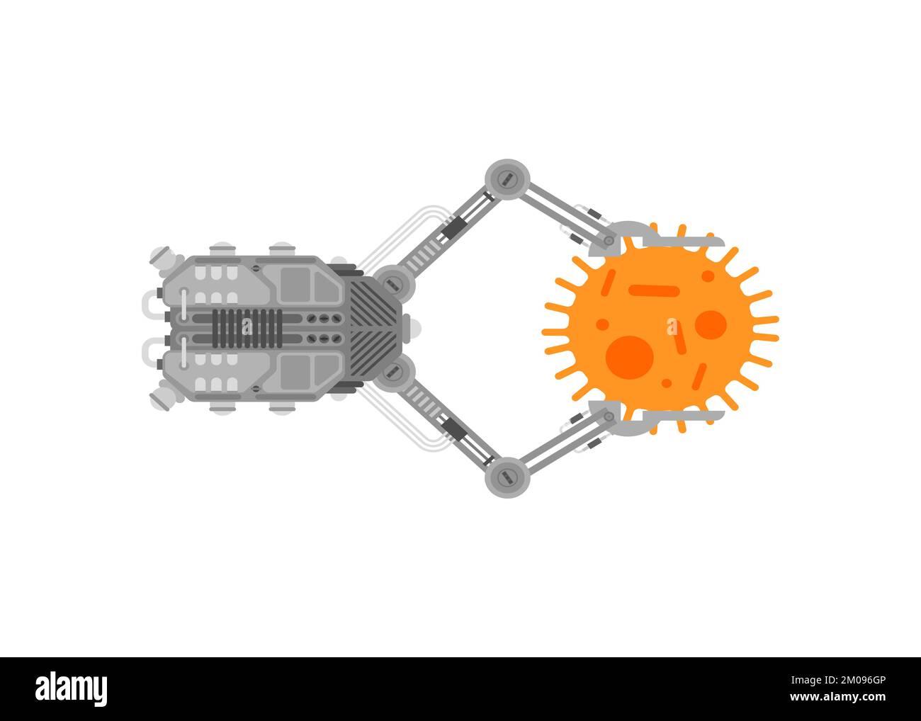 Nanobot and virus cell. Microrobot for treatment Stock Vector