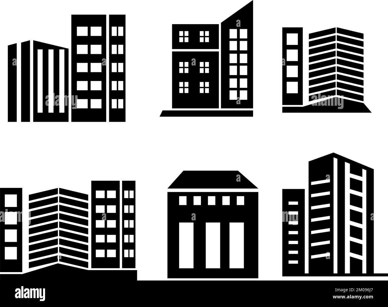A different kind of buildings icon in black color isolated on white