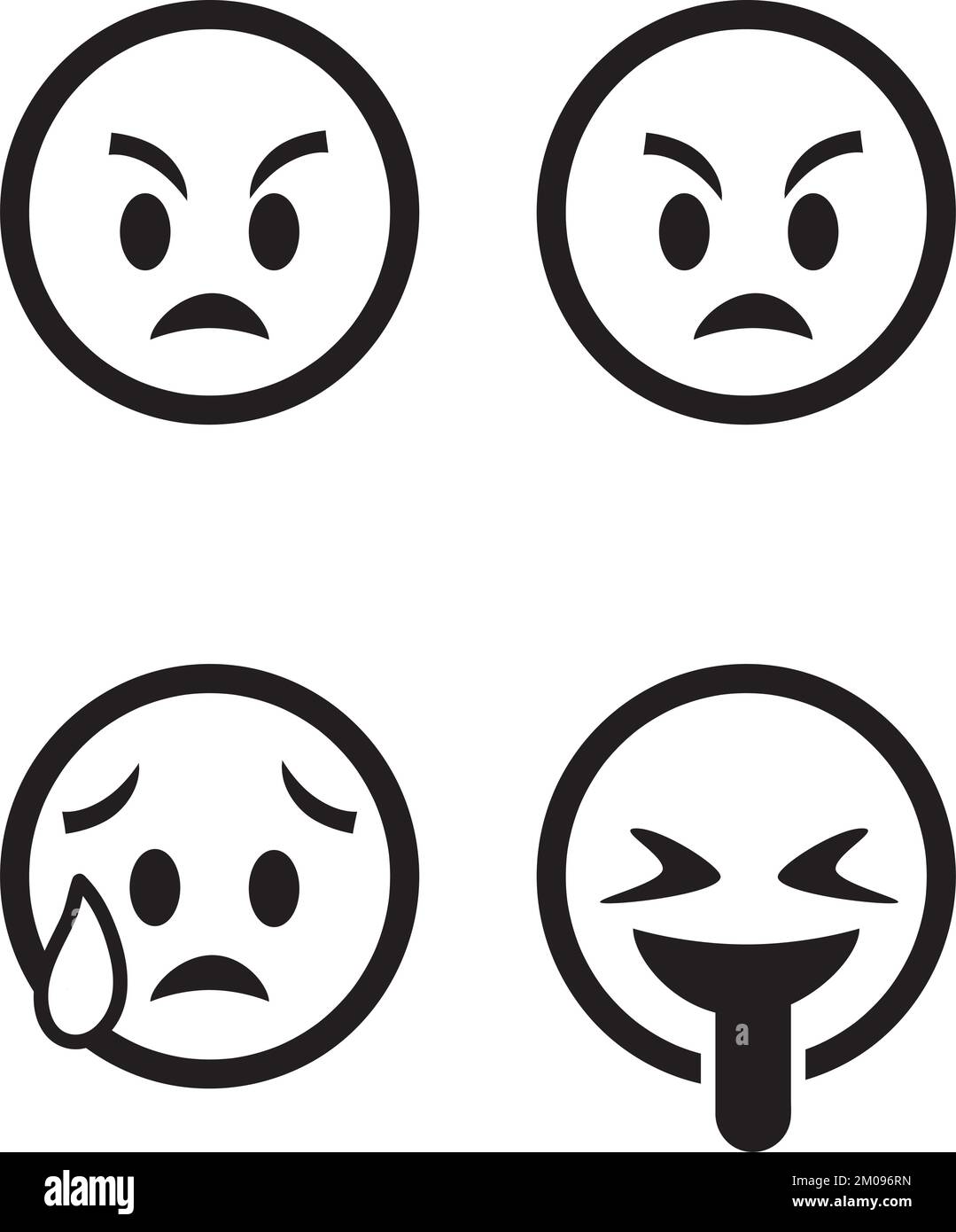 A black and white cute smiley emoticon faces set on a white background ...