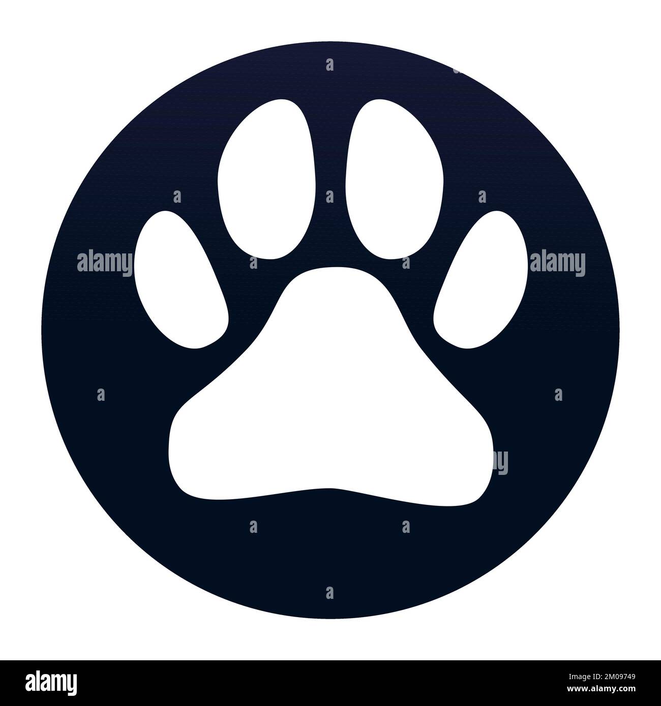 Paw dog print, foot puppy circle shape in cartoon style silhouette