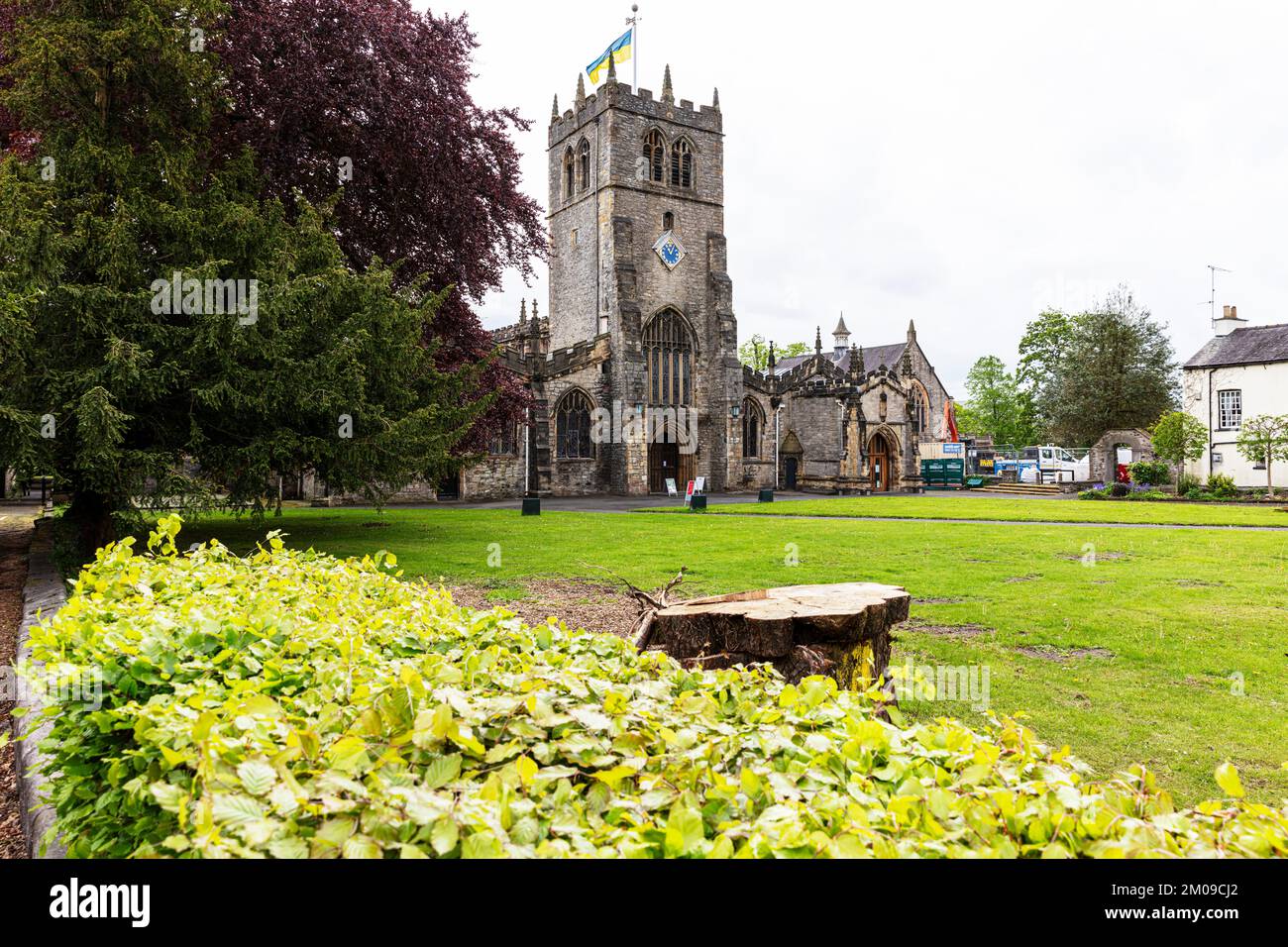 Kendal Parish Church, also known as the Holy Trinity Church due to its dedication to the Holy Trinity, is the Anglican parish church of Kendal Cumbria Stock Photo