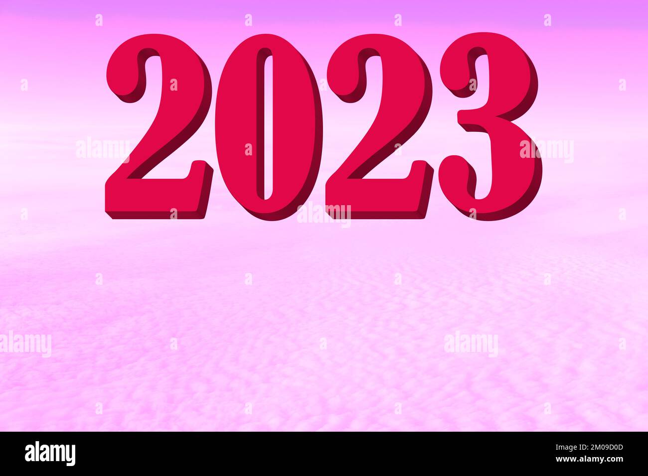 Calendar 2023. Volume Date of the New Year 2023 color Via Magenta on the background of Bright pink sky gradient background, 3D, copies of space. Styli Stock Photo