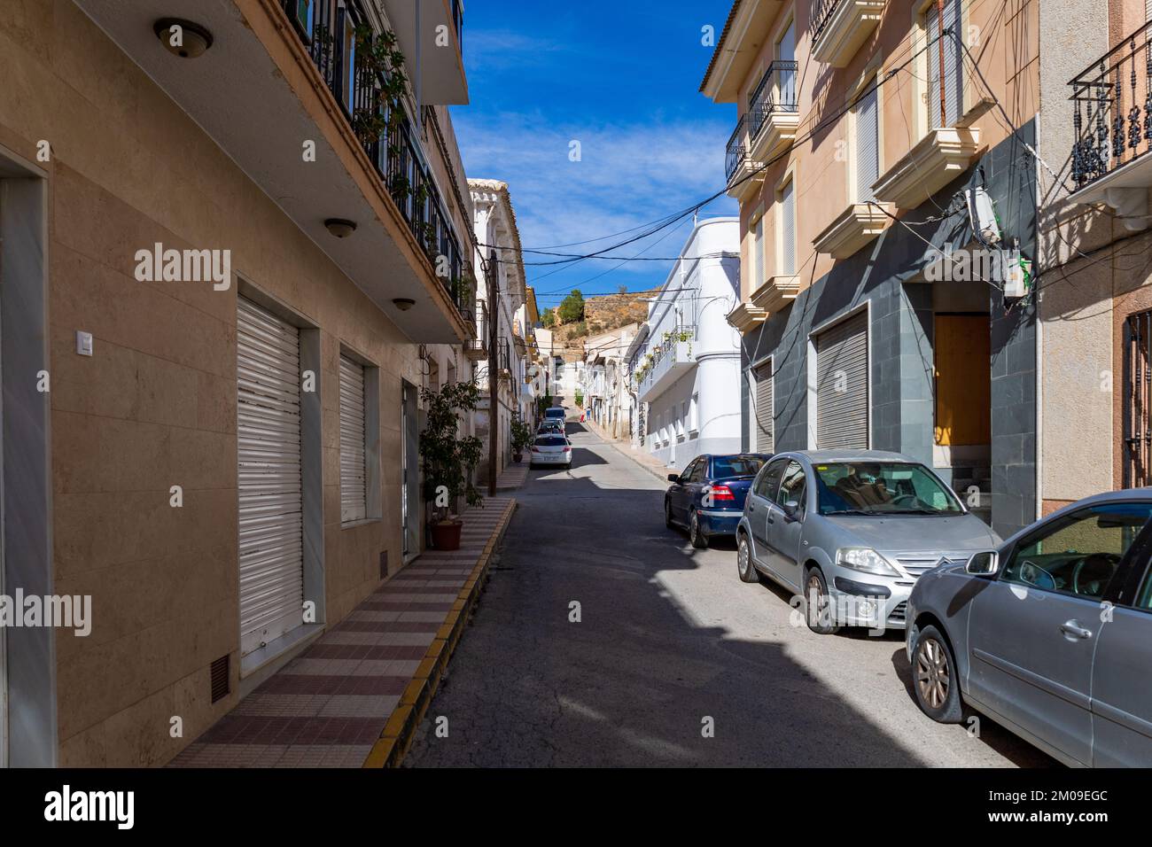 Small Narrow Streets in Cantoria Town, Almanzora Valley, Almeria province, Andalusia, Spain Stock Photo