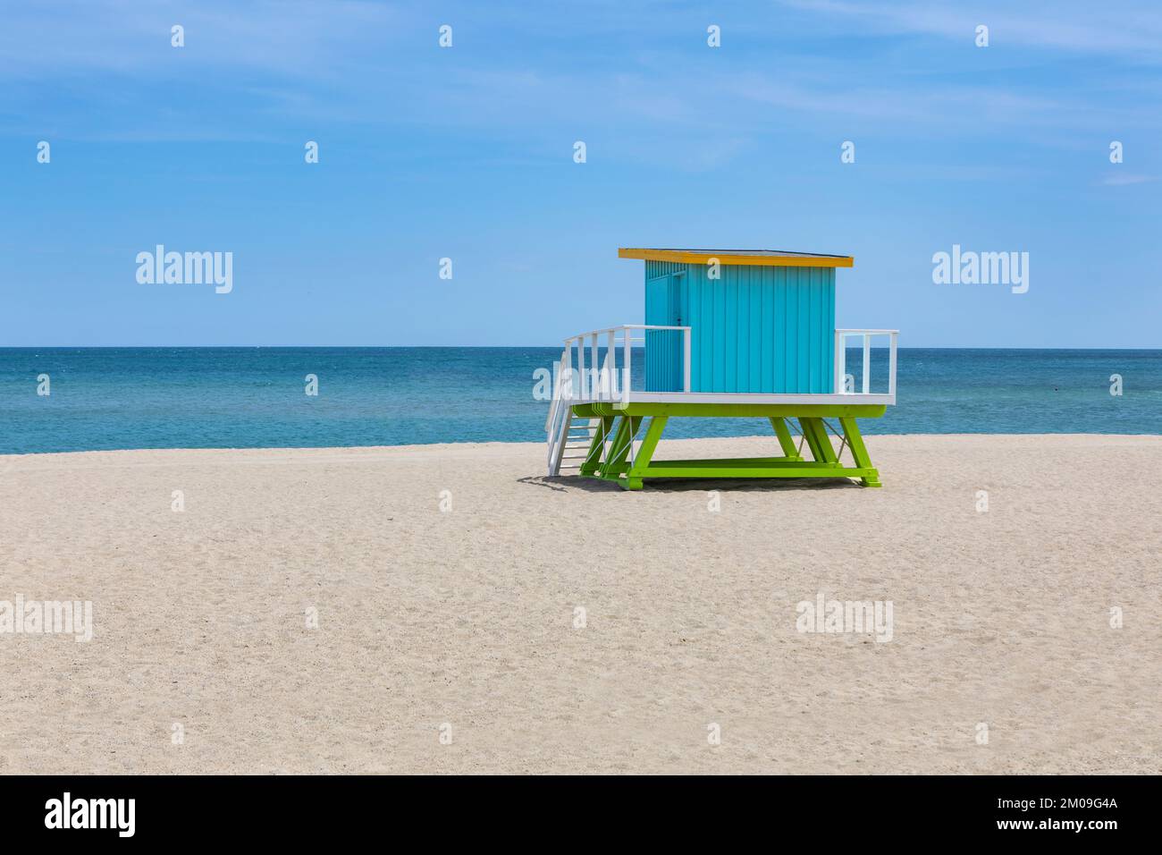 A Lifeguard station on Le Barcares beach, South of France. Stock Photo