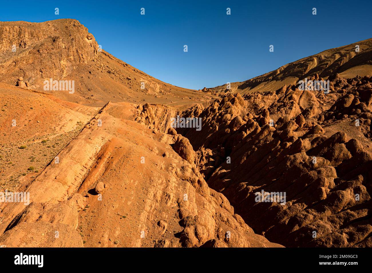 Desert mountains landscape in the vicinity of Dades Gorges, Boumalne Dades, Morocco. Stock Photo